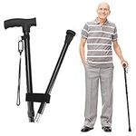 Height Adjustable Walking Stick, Ten Sizes Adjustable Canes, Folding Walking Sticks for Women and Men, Suitable for People with Unstable Walking (Black)