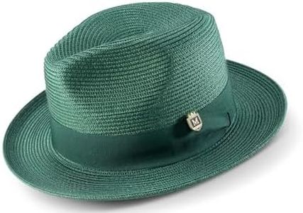 Emerald Braided Wide Brim Pinch Fedora Matching Grosgrain Ribbon Hat H-42 (Emerald XL)