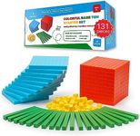 131 PCS Simply Magic Base Ten Blocks for Math - Place Value Blocks, Base 10 Math Manipulatives K-3, Math Counters, Number Blocks, Math Cubes for Kids, Counting Blocks - Kindergarten 1st 2nd 3rd Grade