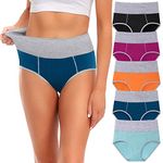 UMMISS Underwear for Women Cotton High Waist Soft Comfortable Panties Full Coverage Strech Breathable Briefs Ladies Tummy Control Underwear for Women Postpartum Panties, Multi-5 Pack-a, X-Large