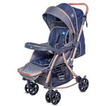 Mee Mee Baby 2-in-1 Pram/Stroller Cum Rocker, with 3 Reclining Positions, Wheel Brakes, Reversible Handle, Water-Resistant Canopy, Spacious Storage Basket, and 5-Point Safety Harness (0-3 Yrs, Blue)