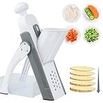 Safe Mandoline Slicer, 5 in 1 Multi Vegetable Cutter Veggie Dicer,Strips Julienne Dicer Adjustable Thickness,Food French Fry Potato Chopper,Kitchen Chopping Artifact for Carrot Onion & Fruit