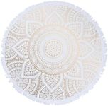 Ciieeo Beach Towel Blanket Mandala Round Beach Towel Bath Towel Yoga Mat Hippy Tapestries Straw Carrying Case Cotton Beach Towels Pool Mat Baby Fiber White Oversized Picnic Blanket