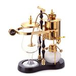 Diguo Belgian/Belgium Family Balance Siphon/Syphon Coffee Maker, Elegant Double Ridged Fulcrum with Tee Handle (Egyptian Black & Gold)