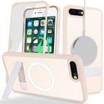 Zouzt for iPhone 7 Plus / 8 Plus 5.5 Inch Case and Screen Protector 8 Plus / 7 Plus Case with Glass Screen Protector and Stand, 360 Full Body Protective Shockproof Phone Case - White