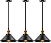 YNXing Industrial Pendant Light E26 E27 Base Vintage Hanging Pendant Lights Retro Pendant Light Fixture Home Kitchen Lighting 3 Pack