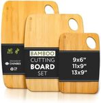 Daniks 100% Organic Bamboo Cutting Board Set of 3 for Kitchen | Heavy Duty Wood Chopping Board | Extra-Thick Cutting Board for Serving, Meat and Veggies (S, M, L)