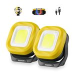 Napatyre Rechargeable Work Light, 1000LM LED Work Light with Magnetic Holder, 180° Rotate COB Floodlight 3 Modes Portable Outdoor Camping Light for Garage Camping Hiking Fishing (2 Pack)