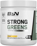 Bare Performance Nutrition, Strong Greens Superfood Powder, Antioxidants, Non-GMO, Gluten Free and No Artificial Sweeteners, Wheat Grass, Coconut Water, Turmeric and Monk Fruit (30 Servings, Lemon)