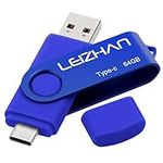 leizhan 64GB USB Flash Drive for Android Phone,USB 3.0 Type C Memory Stick for Samsung Galaxy S10,S9, Note 9, S8, S8 Plus, XiaoMi 6, Google Pixel XL, Blue