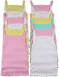 ToBeInStyle Girls' 4 Pack Ruffle Hem Spaghetti Strap Tops - Pastel - Size 2