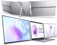 L LIMINK LK14 Portable Triple Monitor for 13-16" Laptop, 14" 1200P Al Alloy Tri Screen Monitor, Laptop Triple Monitor Extender, Portable Dual Monitor for Travel, Meeting, Classes, Game, USB-C & HDMI