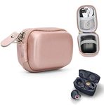 CaseSack True Wireless Earbuds Case for Jabra Elite 65t, Elite Active 65t, Elite Sport True Wireless Earbuds, mesh Pocket for Cable and Elastic Secure Strap, Easy to Carabiner (Rose Gold)