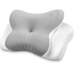 MISSCOZY Ergonomic Pillow for Side Sleeper-Orthopedic Cervical Pillow for Neck Pain,Anti Snore Sleep Apnea, Memory Foam Neck Support Side/Back/Stomach Sleepers with Washable Cover (Light gray