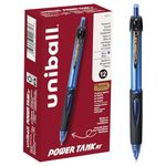uni-ball POWER TANK Pen Ballpoint, Retractable Ball Point Pen Blue Barrel Bold-1.0mm, 12 Pack, Blue Ink (42071)