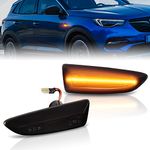 OZ-LAMPE LED Side Indicators for V-auxhall Ope-l Astra J Astra J K Zafira C Insignia B Grandland X, Turn Signal Light with 2835 SMD LED Error Free, Side Marker Repeater Black Smoked Lens