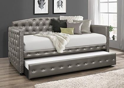 HOME DESIGN Ocean Upholstered Daybed with Trundle(Silver)