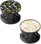 Ufbara Two Pack Phone Finger Expanding Stand Holder Kickstand Hand Grip Widely Compatible with Almost All Phones Cases (Black Gold Flower)