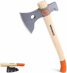 Wrangler Tools Titanium Camping Axe - 18" Wood Handle with Hammer End Hachet - Dual-Use Axe with Sheath and 2 Handles - Camping Gear & Outdoor Tools for Survival, Wood Splitting, Chopping & Hiking