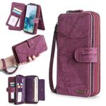 Arseaiy Wallet Case for iPhone 6/6S Plus Magnetic Flip Detachable Phone Case Shockproof PU Leather Zipper Wallet Case Cover with Card Holder Kickstand Shell Purple