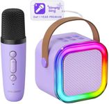 Kinglucky Gift Idea Karaoke Machine for Kids, Portable Mini Karaoke Machine Bluetooth Speaker with 1 Microphone, Colorful Lights & Long Play Time, Birthday Gift for Girl Ages 3-12 Toys Party (Purple)