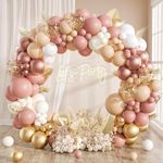 Pink Balloon Arch Kit, 111pcs Blush Pink Birthday Balloon Arch with Gold Balloon Cream White Balloons Confetti Baloon,Dusty Pink and Gold Ballons for Girls Birthday Decoration Wedding Valentines Party