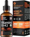 Liquid Vitamin D3 K2 10000 iu & 200 mcg - Vitamin D with MK7 Vitamin K2 Drops - Bone Density & Heart Support Liquid Vitamins for Women & Men, High Absorption Vit K2 D3 Vitamin Supplement - 2 fl oz