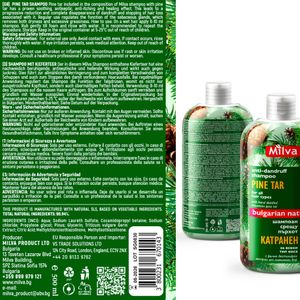 Milva Pine Tar Shampoo 500ml – Natural Anti-Dandruff for Seborrheic Dermatitis, Psoriasis, Dry Itchy Scalp