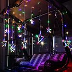 PESCA LED Curtain String Lights with Stars and 138 LED and 8 Modes Lights (Multicolor,Plastic,Oval,Corded Electric) 6.7Feet