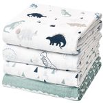 david's kids 4 Pack Baby Muslin Swaddle Blankets, 100% Cotton Swaddling Blankets Wrap for Boys Girls, Ultra Soft Breathable Receiving Blanket, New Born Essentials, Dinosaur