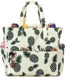 LEDAOU Large Beach Tote Bag Women Waterproof Sandproof Zipper Beach Tote Bag for Pool Gym Grocery Travel with Wet Pocket, Beige, Large, Beach Bag