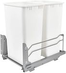 Rev-A-Shelf Double Pullout Trash Cans for Full Height Kitchen Cabinets 50 Quart 12.5 Gallon with Soft-Close Slides, White, 53WC-2150SCDM-211
