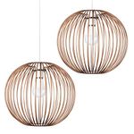 MiniSun Pair of Retro Metal Basket Style Globe Ceiling Pendant Light Shades in a Copper Effect Finish