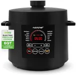 NutriChef Electric Pressure Cooker 6 Quart Capacity | 9 Function Digital Countertop Pressure Cooker | Adjustable Time & Temperature | Cook, Bake, Steam, Broil, & Braise | 13.1 x 11.4 IN | Black