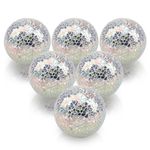 Folmywy Mosaic Decorative Balls 6 Pack Glass Sphere 3.35inch Ball Decor Table Centerpiece Silver Solid Orbs Living Room Bowls Vases Garden Table Wedding Party