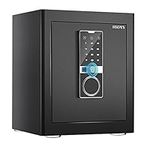 HSDYS Deluxe Biometric Fingerprint Safe, Home Security Safe Box with Digital Touch Screen Keypad, Storage Documents Jewelry Valuables(1.43 Cubic Feet,Black)