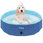 furrybaby Foldable Dog Pool For Dogs, Dog Padding Pool Portable For Dog Bath, Plastic Dog Swimming Pool Large Hard Kid Pool (Navy 100*30cm), Blue