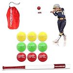 PowerNet Sweet Spot Training Bat + Softball 3.2" Progressive Weighted Ball 9 Pack Bundle | 27" w/LITE | Focus on Follow Through and Form | Build Strength and Muscle | Enhance Hand-Eye Coordination