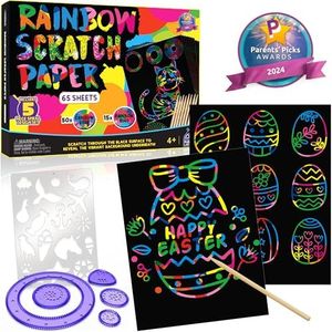 Purple Ladybug 79 PCS Rainbow Scratch Paper Art Kids Craft Gift - Scratch Art Paper for Kids, Arts and Crafts for Kids Ages 4 5 6 7 8 9 10 Year Old, Kids Stocking Stuffers, Christmas Gift