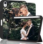 Sunrive Personalised Custom PU Leather Tablet Case compatible with iPad Mini 6 (8,3", Modell 2021, 6. Generation),it designed with tri-fold stand. The Cover with your own photo,image,Picture,or text