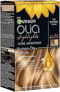Garnier Set de tinte para mechas y reflejos en cabello rubio, con aceites florales y arcilla, sin amoniaco ni siliconas, hasta 4 niveles de aclarado, olia, rubio