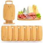 Nicunom 6 Pcs Mini Charcuterie Boards with Hold, Small Bamboo Wood Cutting Board Bulk, 8" x 6" Kitchen Cutting and Serving Board Cheese Board Mini Chopping Board As Giftware