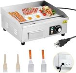 GarveeTech Commercial Electric Griddle, 18" Teppanyaki Grill, 1600W Electric Flat Top Grill, Stainless Steel Electric Countertop Griddle, 122°F-572°F Countertop Griddle for Pancake, Chicken (w/PLUG)