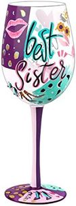 NymphFable Hand Painted Wine Glass, Funny Sisters Birthday Gifts from Sister,15oz Unique Sister In Law Birthday Gifts