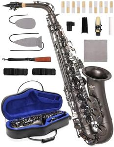 AKLOT Handcrafted E-Flat Alto Saxophone: Matte Black Nickel Brass Body with Deep, Powerful Tone, Secure Air Seal, Smooth 23-Key System, Includes Premium Leather Case, Saxophone Cleaning Kit (CH-OE)