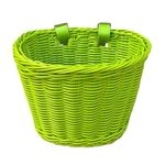 Wicker Kids Bike Basket Handmade Bicycle Wicker Basket Bicycle Front Handlebar Basket Scooter Handlebar Basket Scooter Basket Kids Bike Pouch Balance Bike Basket Accessories (Green)