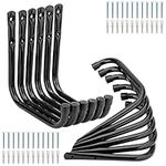 pipabiba 12 Pcs Ladder Storage Hooks, Heavy Duty Wall Mounted Garage Hanger, Utility Hooks for Garden Tools, Ladder, Garden Hose, Folding Chair, Bike (17cm x 17cm)