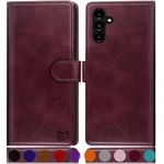 SUANPOT for Samsung Galaxy A35 5G Wallet case with RFID Blocking Credit Card Holder,Flip Book PU Leather Protective Cover Women Men for Samsung A35 Phone case Wine Red