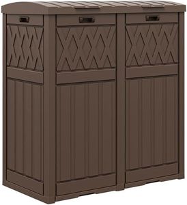 DWVO 76 Gallon Garbage Dual Can, Resin Outdoor Trash Can with Tiered Lid and Drip Tray, Waterproof Trash Bin for Patio, Kitchen, Backyard(Brown)