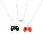 2Pcs Bff Necklace for 2 Friendship Necklace for Women Men Game Controller Resin Best Friend Necklace Matching Heart Necklace Silver Chain Necklace Relationship Necklace Gifts